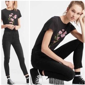 LEVI’S 721 HIGH RISE FRINGE ANKLE WOMEN'S JEANS, Black